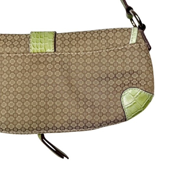 Vintage Nine West Baguette Green and Canvas Women’s Shoulder Bag OS - Picture 7 of 12